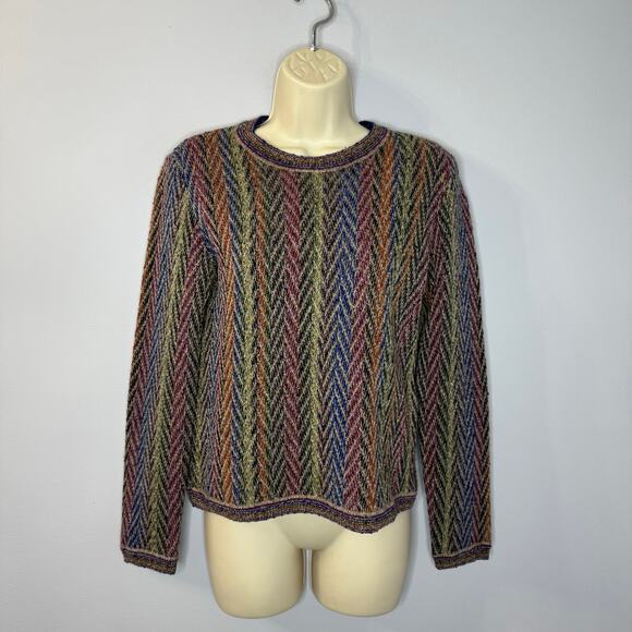 Missoni Vintage Knit Multi Chevron Crew Neck Wool Alpaca Sweater - Picture 1 of 14